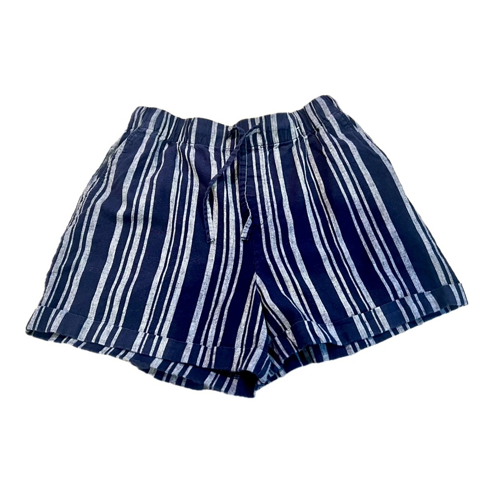 Uniqlo Navy and White Striped Shorts Size Medium